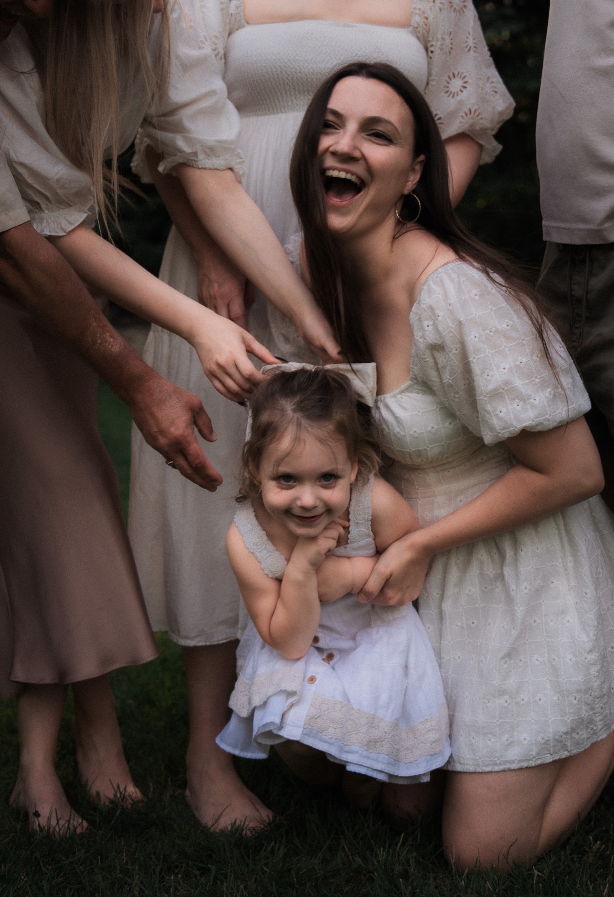 Mother and child laughing together